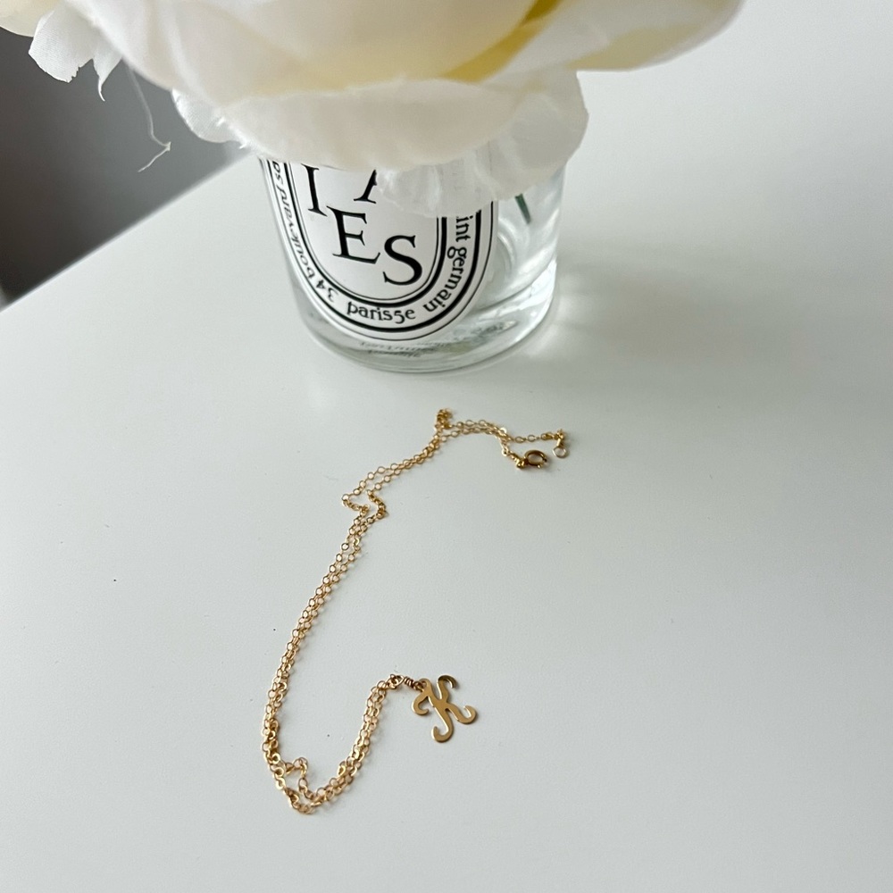 14k Gold plated letter K necklace 🤍